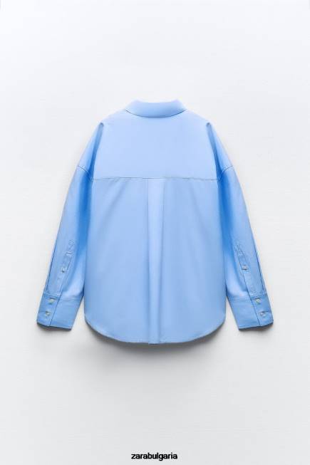 Zara облекло 66FT290 Жени оксфордска риза небесно синьо