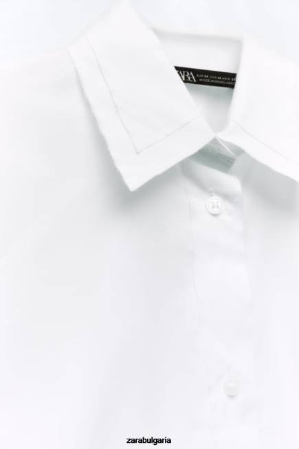 Zara облекло 66FT292 Жени голяма риза от поплин бяло