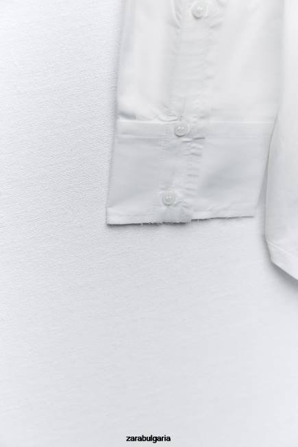 Zara облекло 66FT292 Жени голяма риза от поплин бяло