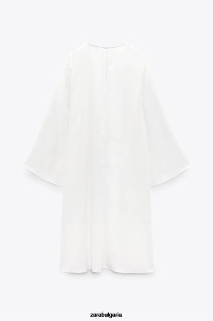 Zara облекло 66FT335 Жени дълга асиметрична блуза бяло