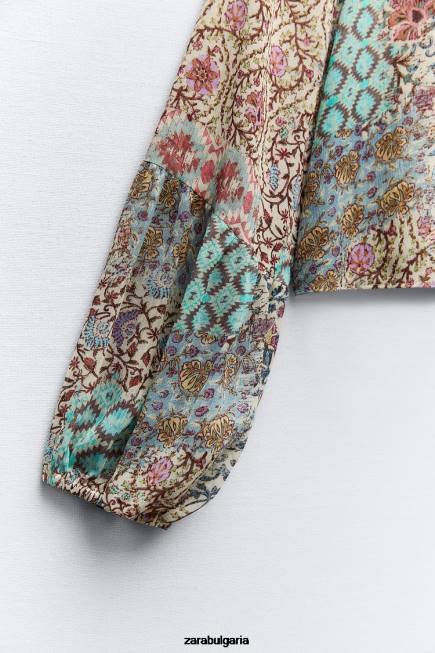 Zara облекло 66FT342 Жени щампована блуза многоцветен