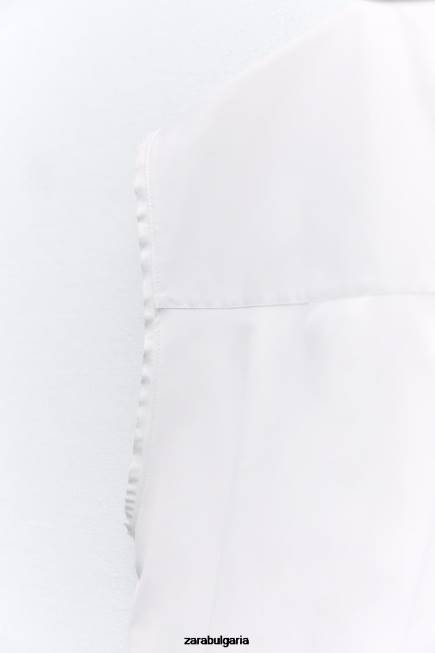 Zara облекло 66FT367 Жени пухкава риза от поплин бяло