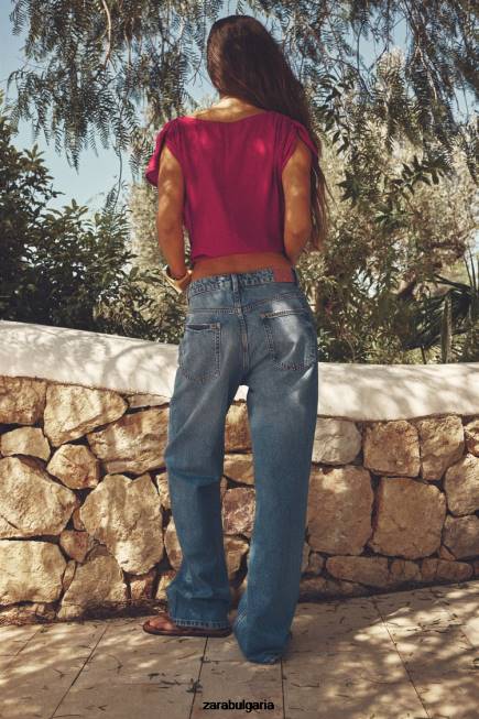 Zara облекло 66FT403 Жени драпиран връх малина