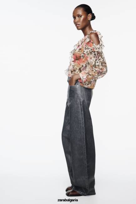 Zara облекло 66FT404 Жени риза с флорален принт многоцветен