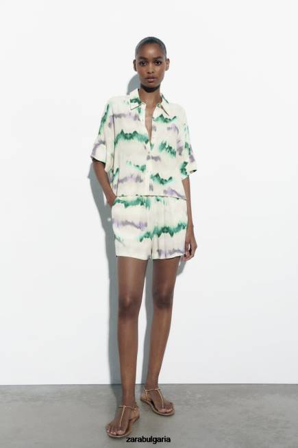 Zara облекло 66FT406 Жени риза със завързана боя многоцветен