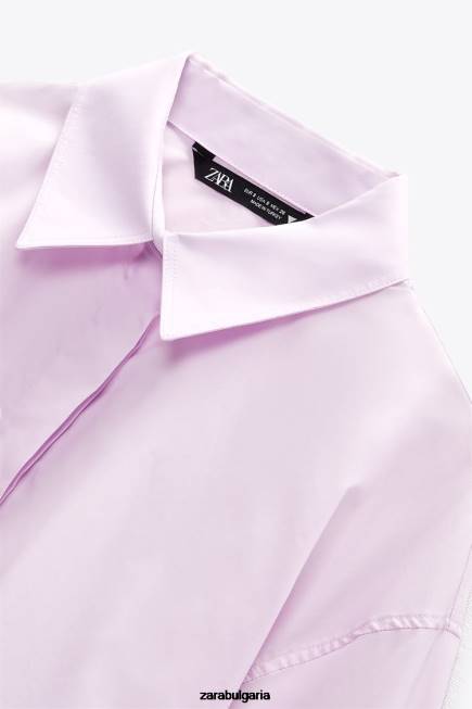 Zara облекло 66FT442 Жени изрязана риза от поплин светло лилаво