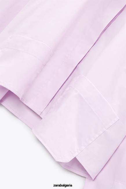 Zara облекло 66FT442 Жени изрязана риза от поплин светло лилаво
