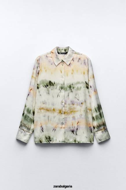 Zara облекло 66FT444 Жени риза с принт на вратовръзка многоцветен