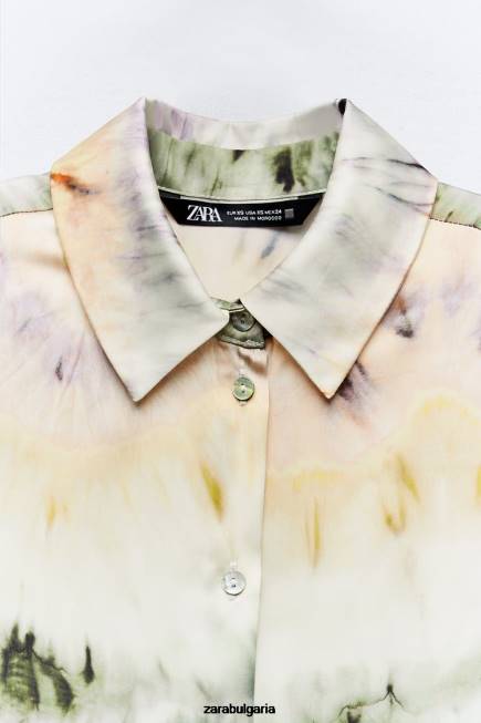 Zara облекло 66FT444 Жени риза с принт на вратовръзка многоцветен