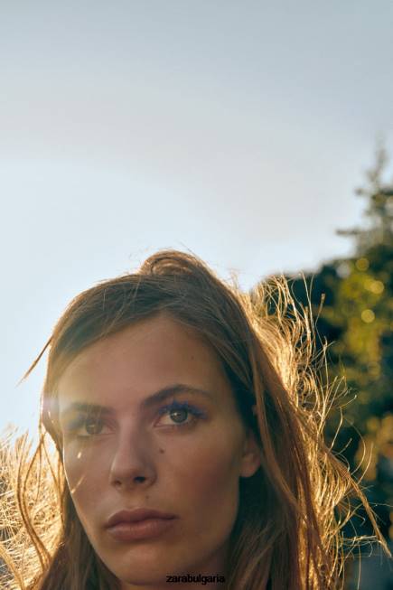 Zara облекло 66FT452 Жени trf асиметрична дънкова риза син