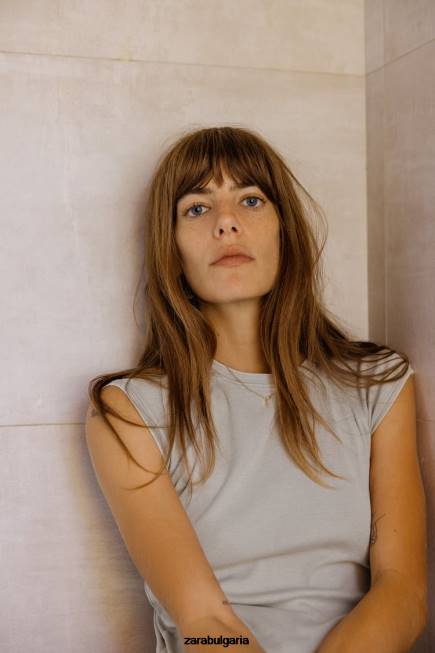 Zara облекло 66FT871 Жени изпрана памучна риза сиво