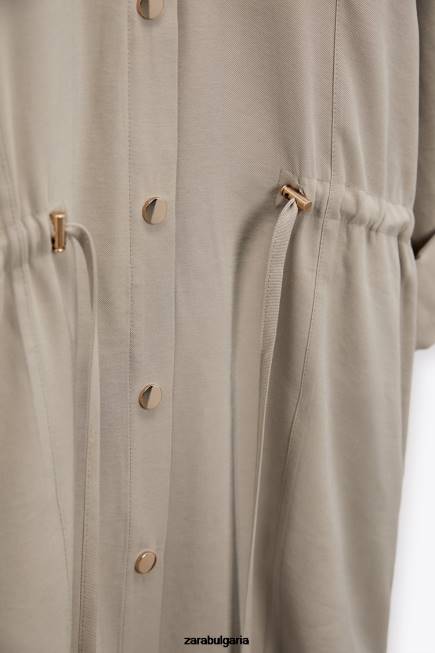 Zara облекло 66FT100 Жени тениска с регулируема талия пясък