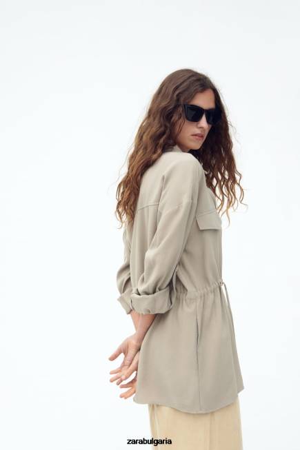 Zara облекло 66FT100 Жени тениска с регулируема талия пясък