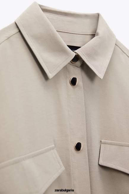 Zara облекло 66FT100 Жени тениска с регулируема талия пясък