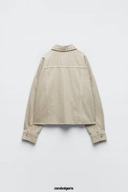 Zara облекло 66FT102 Жени пиърсинг изрязана тениска пясък