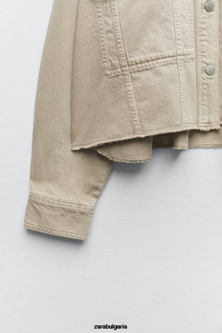 Zara облекло 66FT102 Жени пиърсинг изрязана тениска пясък