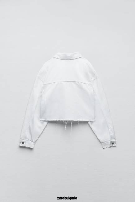 Zara облекло 66FT103 Жени разкъсано дънково яке z1975 бяло