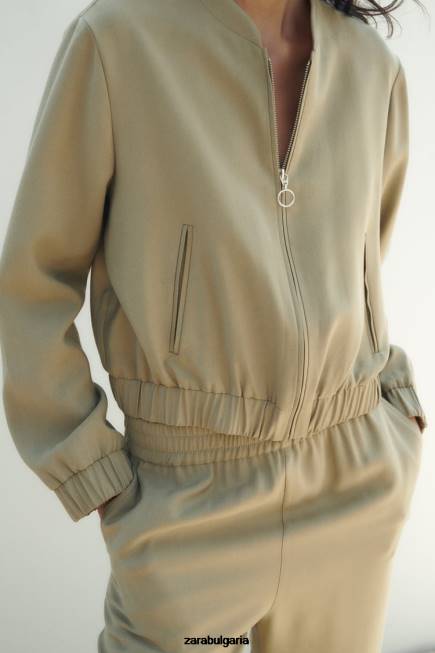 Zara облекло 66FT106 Жени развяващо се бомбър яке каки