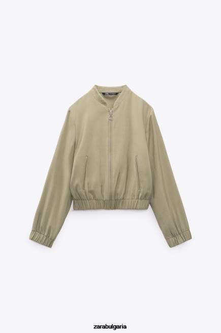 Zara облекло 66FT106 Жени развяващо се бомбър яке каки