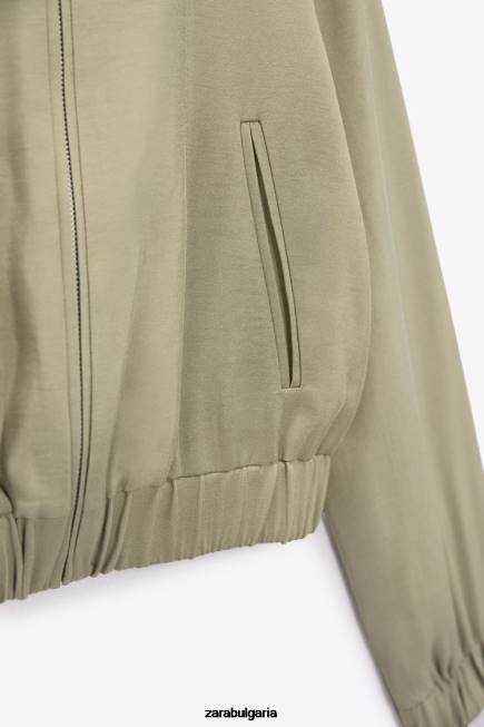 Zara облекло 66FT106 Жени развяващо се бомбър яке каки