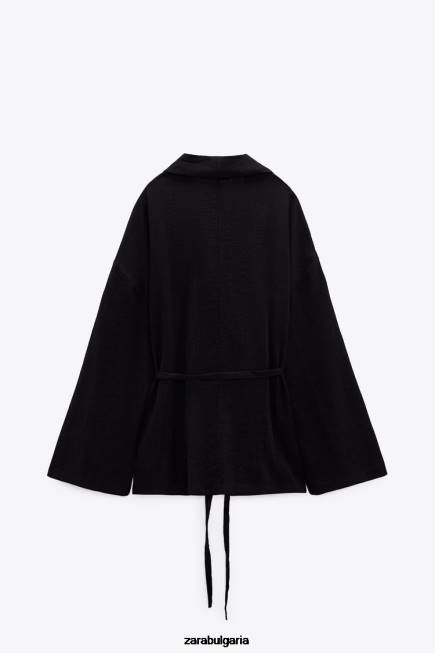 Zara облекло 66FT108 Жени кимоно с текстурирана обвивка черен
