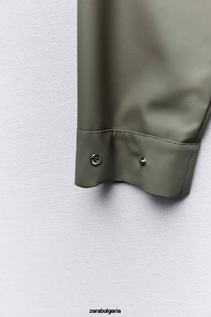 Zara облекло 66FT109 Жени гумиран дъждобран с качулка каки