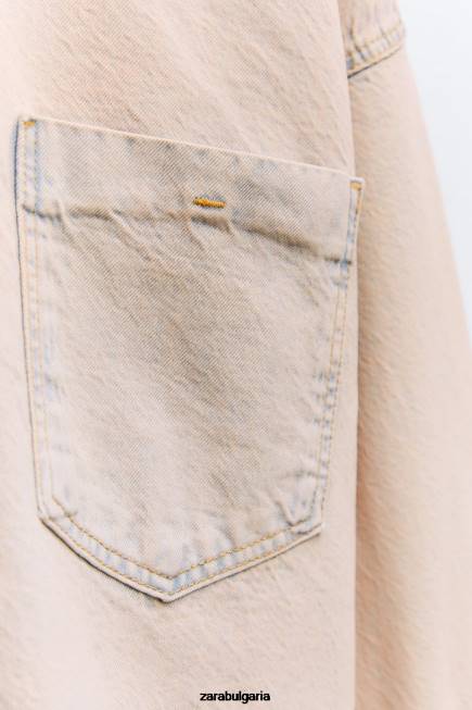 Zara облекло 66FT10 Жени z1975 пребоядисано дънково яке розово