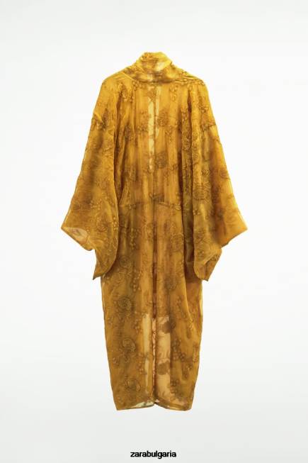 Zara облекло 66FT113 Жени бродирано кимоно горчица