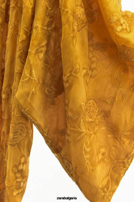 Zara облекло 66FT113 Жени бродирано кимоно горчица
