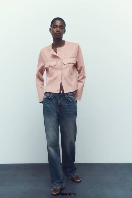 Zara облекло 66FT117 Жени тениска от изкуствен велур розово