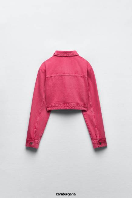 Zara облекло 66FT123 Жени z1975 изрязано дънково яке розово