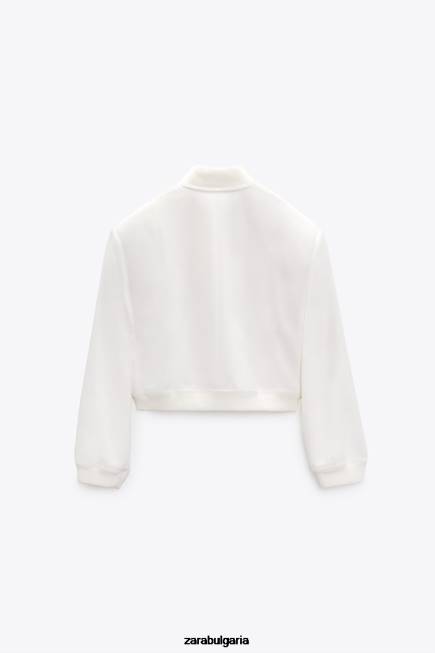 Zara облекло 66FT127 Жени макси джобен бомбър екрю