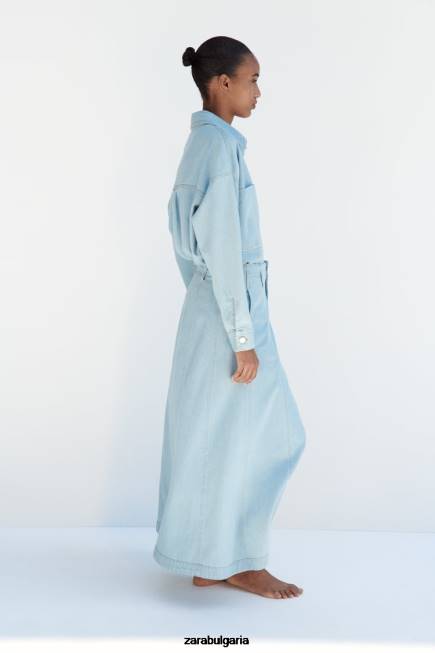 Zara облекло 66FT129 Жени дънково яке z1975 средно синьо