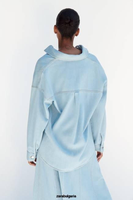 Zara облекло 66FT129 Жени дънково яке z1975 средно синьо