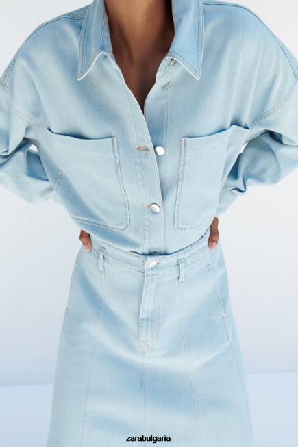 Zara облекло 66FT129 Жени дънково яке z1975 средно синьо