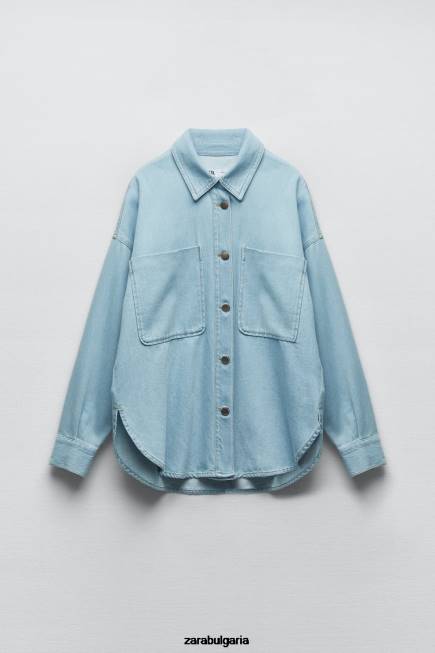 Zara облекло 66FT129 Жени дънково яке z1975 средно синьо