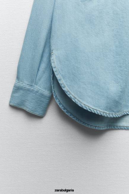 Zara облекло 66FT129 Жени дънково яке z1975 средно синьо
