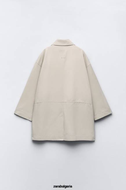 Zara облекло 66FT131 Жени огромен тренч с джобове пясък