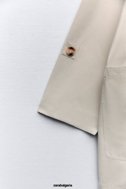 Zara облекло 66FT131 Жени огромен тренч с джобове пясък