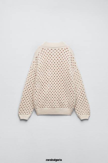 Zara облекло 66FT133 Жени отворено плетено бомбър яке екрю