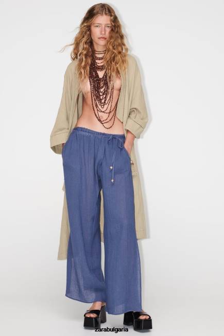 Zara облекло 66FT134 Жени кимоно с дантелена вложка каки