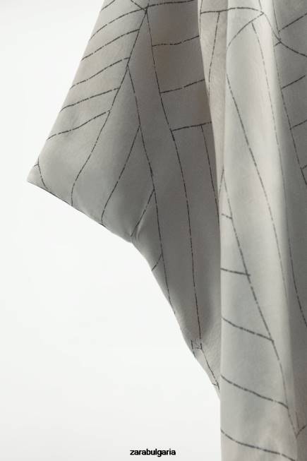 Zara облекло 66FT136 Жени двустранно щамповано кимоно синьо черно