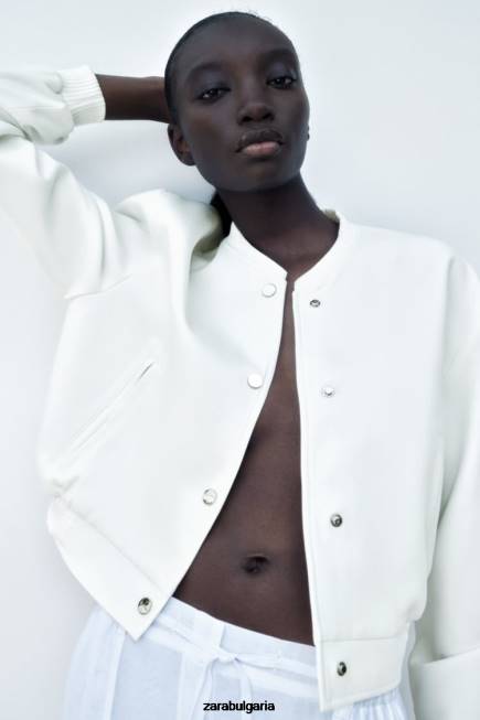 Zara облекло 66FT137 Жени съкратен бомбардировач екрю