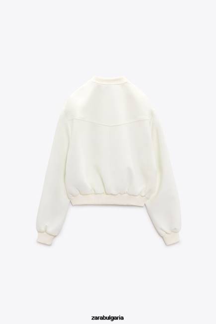 Zara облекло 66FT137 Жени съкратен бомбардировач екрю