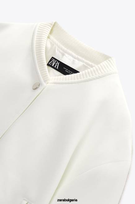 Zara облекло 66FT137 Жени съкратен бомбардировач екрю