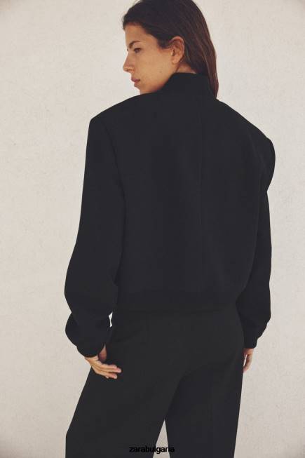 Zara облекло 66FT19 Жени макси джобен бомбър черен
