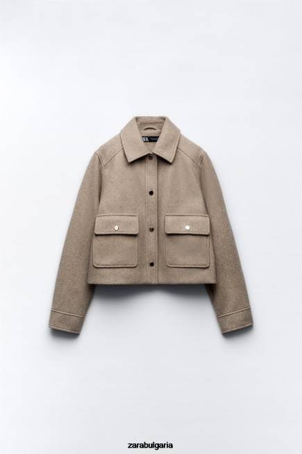 Zara облекло 66FT28 Жени скъсено меко яке тъмнокафяво