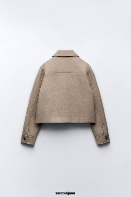 Zara облекло 66FT28 Жени скъсено меко яке тъмнокафяво