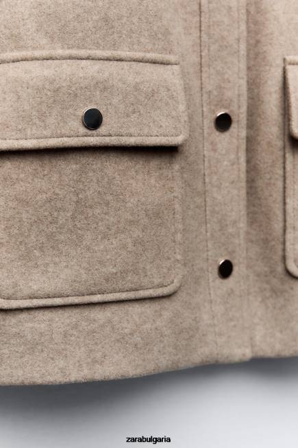 Zara облекло 66FT28 Жени скъсено меко яке тъмнокафяво