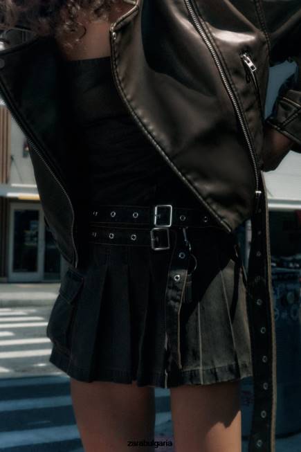 Zara облекло 66FT29 Жени яке от изкуствена кожа дървени въглища